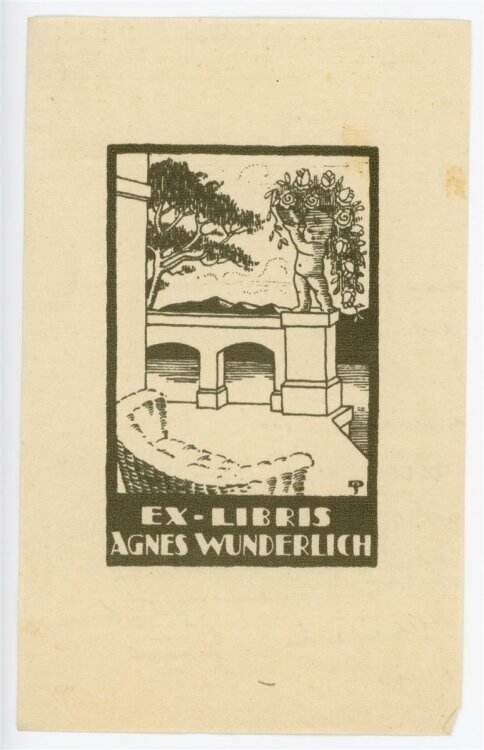 unbekannt - Exlibris von  Agnes Wunderlich - Holzschnitt - o.J.