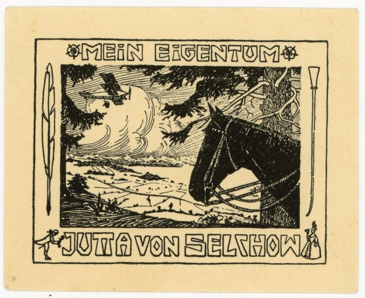 unbekannt - Exlibris von Jutta von Selchow - Holzschnitt - o.J.