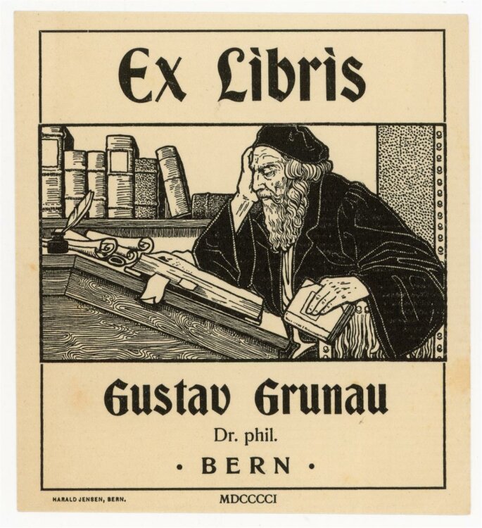Harald Jensen - Exlibris von Gustav Grunau - Holzschnitt...