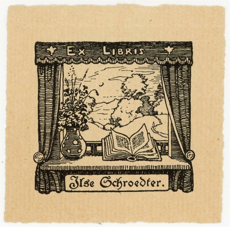 unbekannt - Exlibris von Ilse Schroeder - Holzschnitt - o.J.