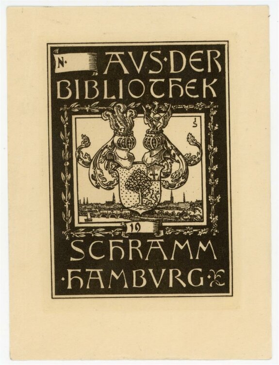 unbekannt - Exlibris der Bibliothek Schramm, Hamburg -...