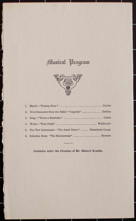 SS Washington  (United States Lines) - Farewell Dinner - Menükarte - 28.10.1934