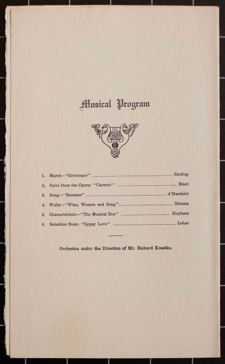 SS Washington  (United States Lines) - Dinner - Menükarte - 26.10.1934