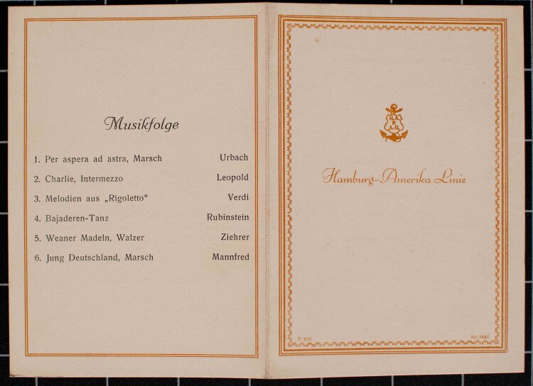 Motorschiff General Osorio (Hapag) - Abendessen - Menükarte - 18.09.1931