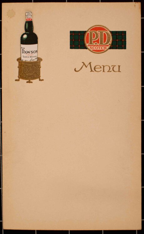 Peter Dawson Scotch Karte - Blancokarte - Menükarte