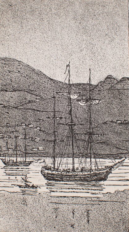 Manfred Butzmann - Segelschiffe vor Küste - Ätzradierung - o.J.