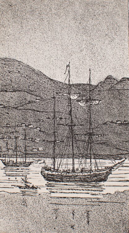Manfred Butzmann - Segelschiffe vor Küste - Ätzradierung - o.J.