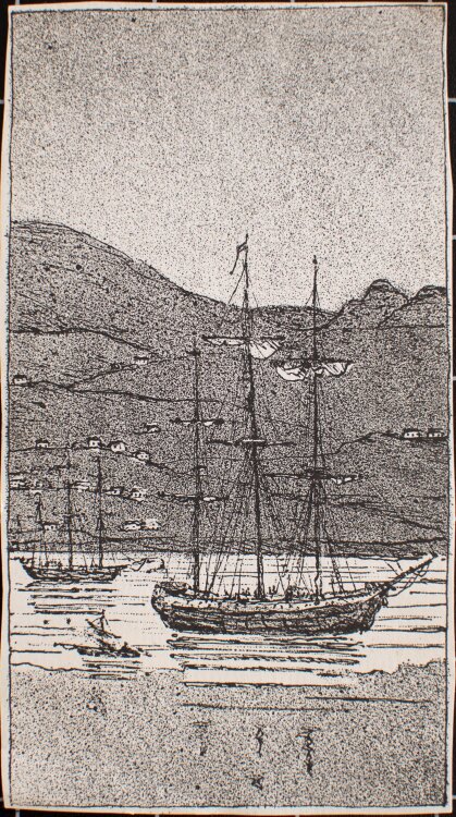 Manfred Butzmann - Segelschiffe vor Küste - Ätzradierung - o.J.