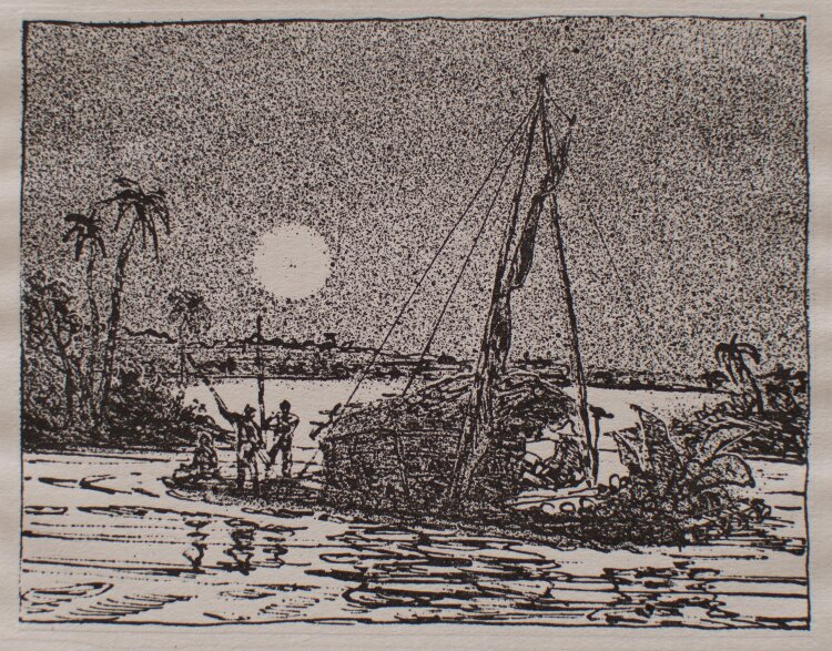 Manfred Butzmann - Segelschiff in Südseelandschaft -...