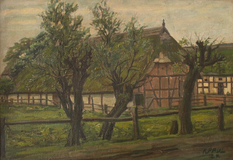 Karl Paul - Bauerngehöft - Öl auf Malpappe - 1924