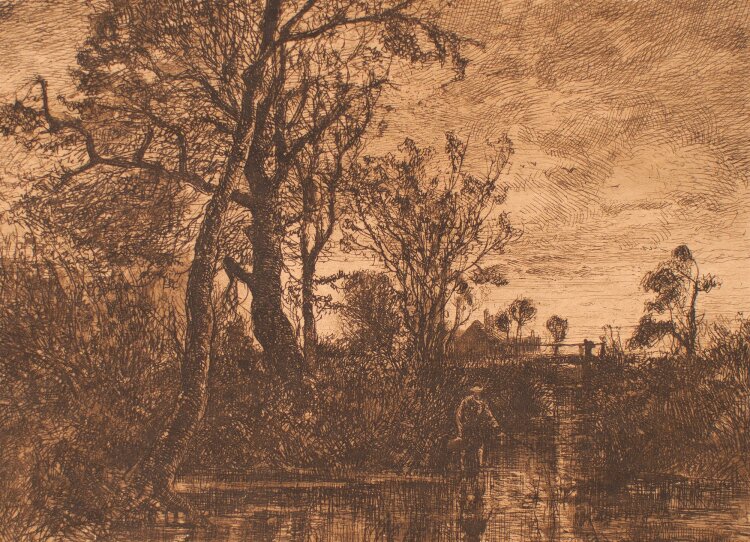 Josef Wenglein - Seestück mit Angler - Radierung - o.J.
