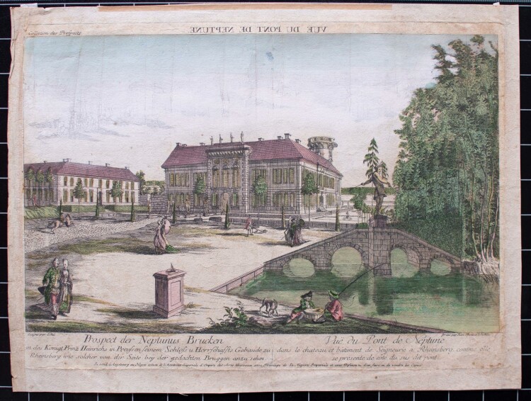 Jean B. Winckler - Neptunbrücke (Schlosspark Rheinsberg) - Kupferstich - um 1750