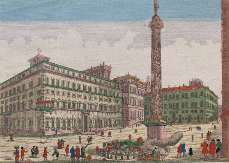Johann Georg Probst - Ansicht der Piazza Colonna in Rom -...