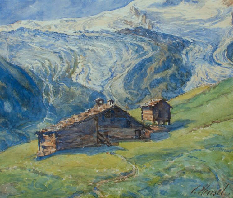 L. Hensel - Die Berghütte - Aquarell - o.J.