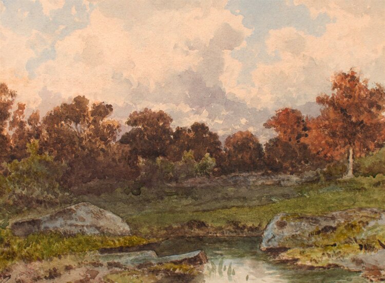 unleserlich signiert - Waldlandschaft - Aquarell - 1890