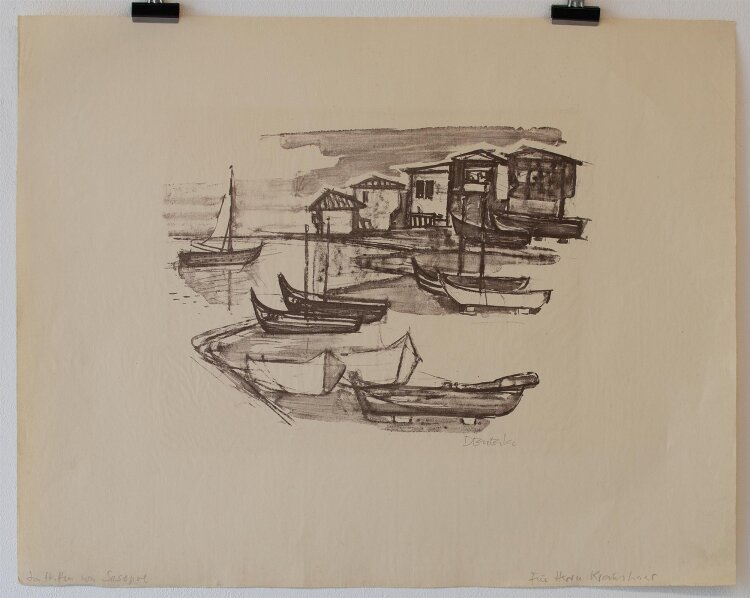 Walter Denecke - Im Hafen von Sasopol (Sozopol, Bulgarien) - Lithografie - ca. 1