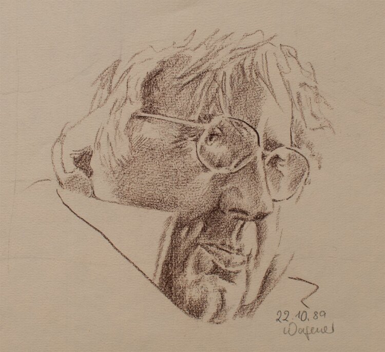 Wagener - Männerporträt mit Brille - 1989 - Kreide