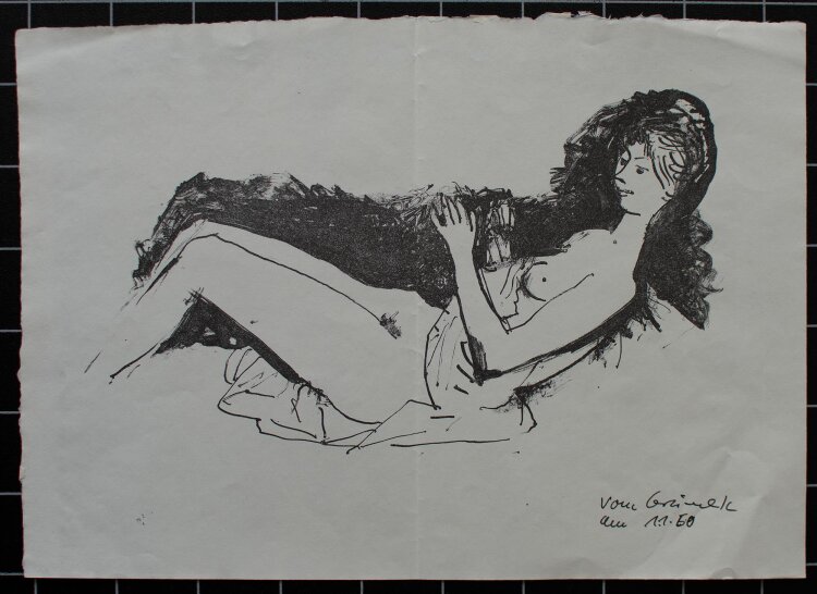 Waldemar Grzimek - Liegender weiblicher Akt - Lithografie - 1960