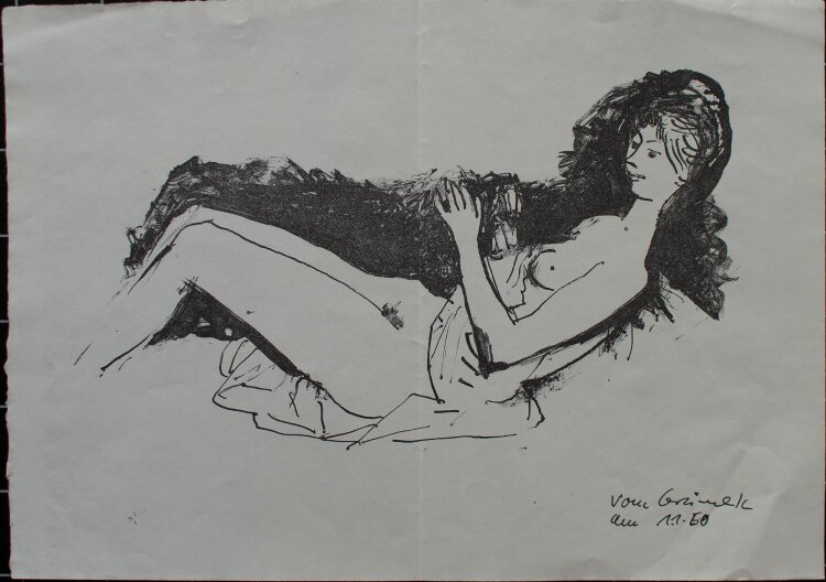 Waldemar Grzimek - Liegender weiblicher Akt - Lithografie - 1960