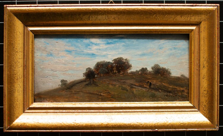 Josef Hahn - Landschaft mit Spaziergänger - Ölmalerei - 1879
