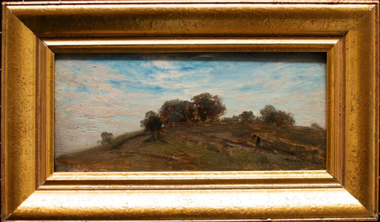 Josef Hahn - Landschaft mit Spaziergänger - Ölmalerei - 1879