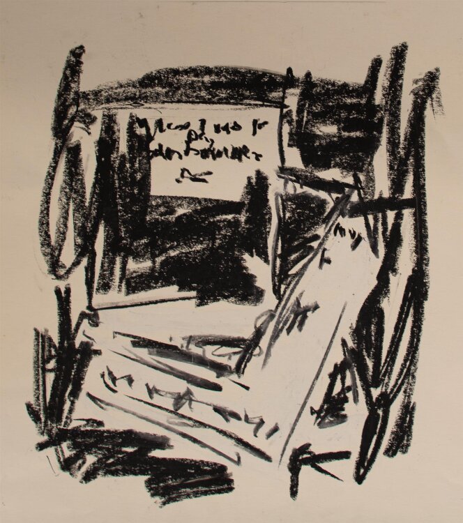 Christian Lindow - Bücherstapel (mit Umschlag) - Kohlezeichnung - 1982