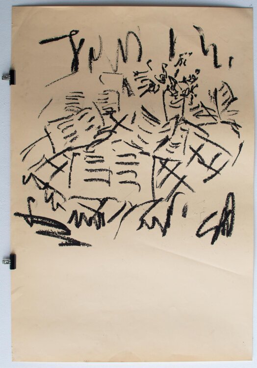 Christian Lindow - Geöffnete Bücher II - Kohlezeichnung - 1982