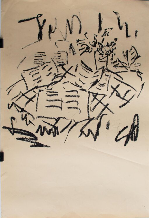 Christian Lindow - Geöffnete Bücher II - Kohlezeichnung - 1982