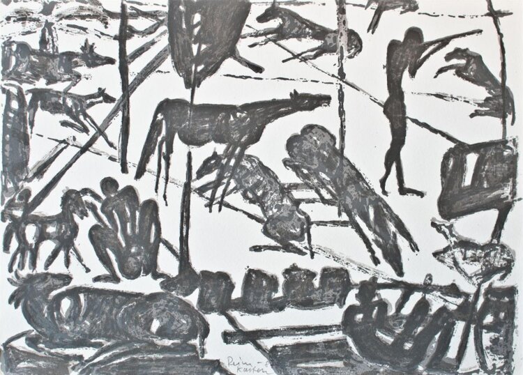 Ulrich Müller-Reimkasten - Jagd - 1987 - Siebdruck