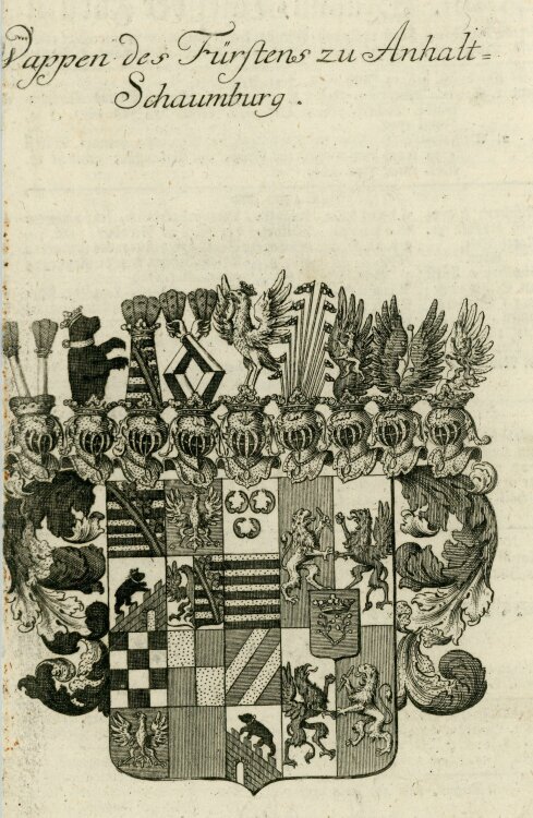 unbekannt - Wappen des Fürstens zu Anhalt Schaumburg - Kupferstich - o.J.