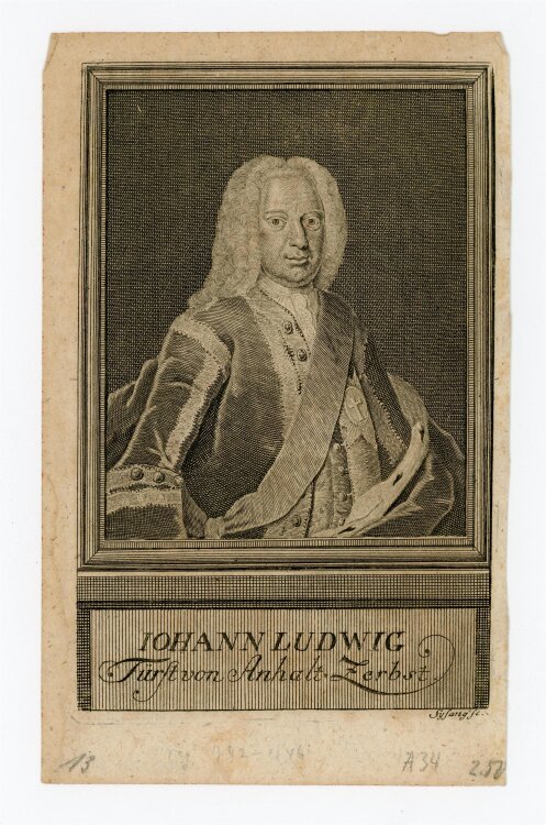 Johann Christoph Sysang - Bildnis des Johann Ludwig II. von Anhalt-Zerbst - Stahlstich - o.J.