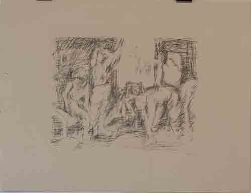 Joachim John - Arbeiterinnen in einer Betriebsumkleide - Lithographie - 1964