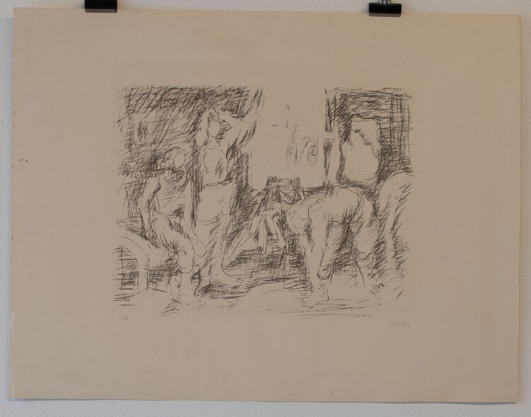Joachim John - Arbeiterinnen in einer Betriebsumkleide - Lithographie - 1964