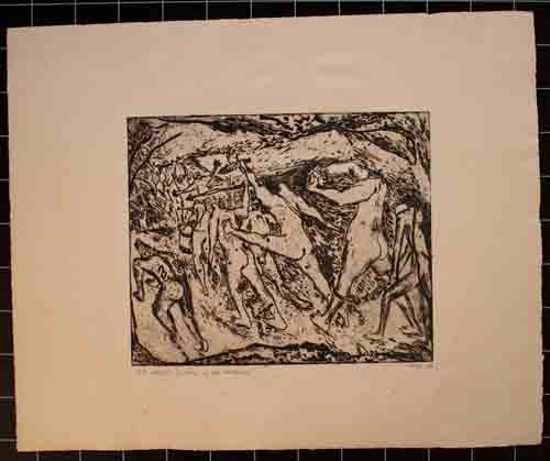 Joachim John - Der Marsch zurück in die Barbarei - Radierung - 1965