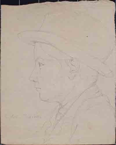 Johannes Hanse - Porträt eines Jungen mit Hut - Bleistiftzeichnung - 1886