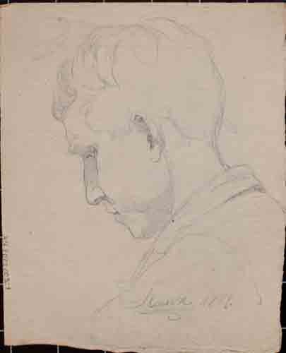 Johannes Hanse - Porträt eines Jungen mit Hut - Bleistiftzeichnung - 1886