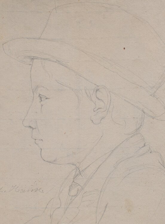 Johannes Hanse - Porträt eines Jungen mit Hut - Bleistiftzeichnung - 1886