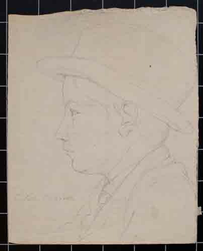Johannes Hanse - Porträt eines Jungen mit Hut - Bleistiftzeichnung - 1886
