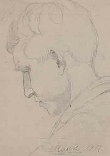 Johannes Hanse - Porträt eines Jungen mit Hut - Bleistiftzeichnung - 1886