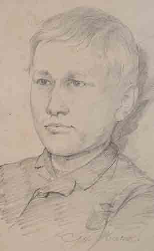 Johannes Hanse - Porträt eines jungen Mannes - Bleistiftzeichnung - um 1880