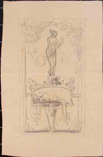 Johannes Hanse - Entwurf einer Wandskulptur - Bleistiftzeichnung - um 1880