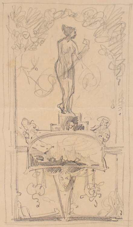 Johannes Hanse - Entwurf einer Wandskulptur - Bleistiftzeichnung - um 1880