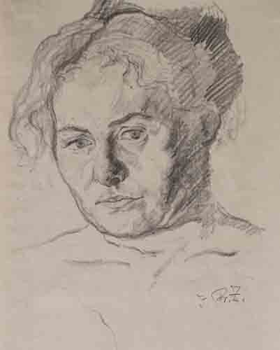 Fritz Zalisz - Weibliches Porträt (Grete Krumbein) - Bleistift - o.J.