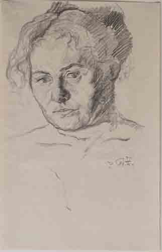 Fritz Zalisz - Weibliches Porträt (Grete Krumbein) - Bleistift - o.J.