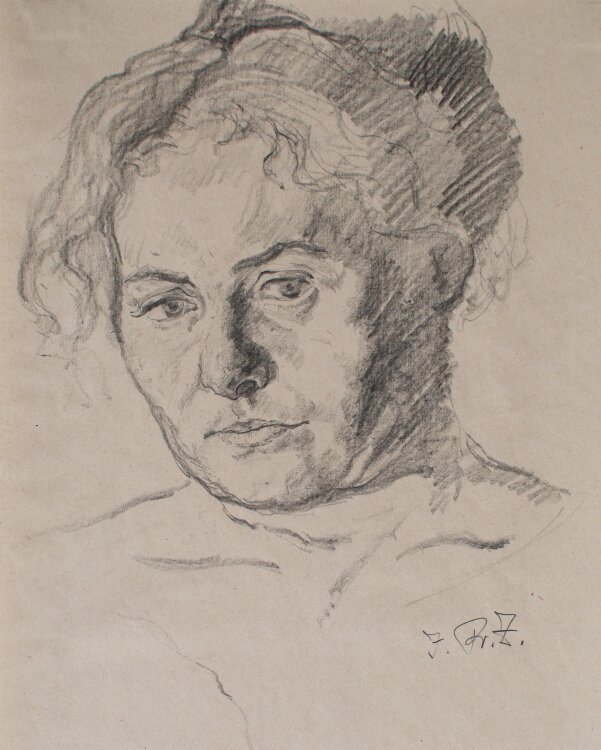 Fritz Zalisz - Weibliches Porträt (Grete Krumbein) - Bleistift - o.J.
