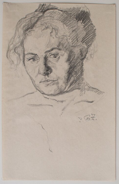 Fritz Zalisz - Weibliches Porträt (Grete Krumbein) - Bleistift - o.J.