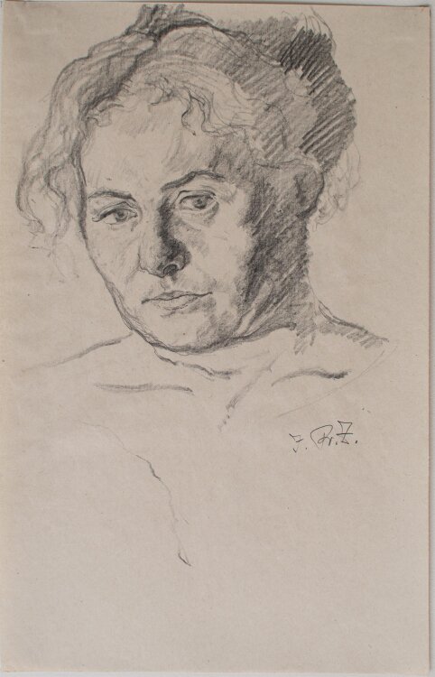 Fritz Zalisz - Weibliches Porträt (Grete Krumbein) - Bleistift - o.J.