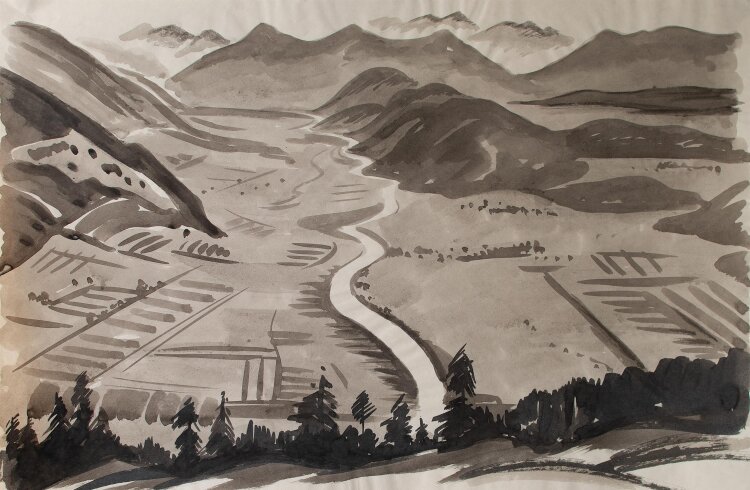 Fritz Zalisz - Blick in das Inntal/ Alpenlandschaft -...