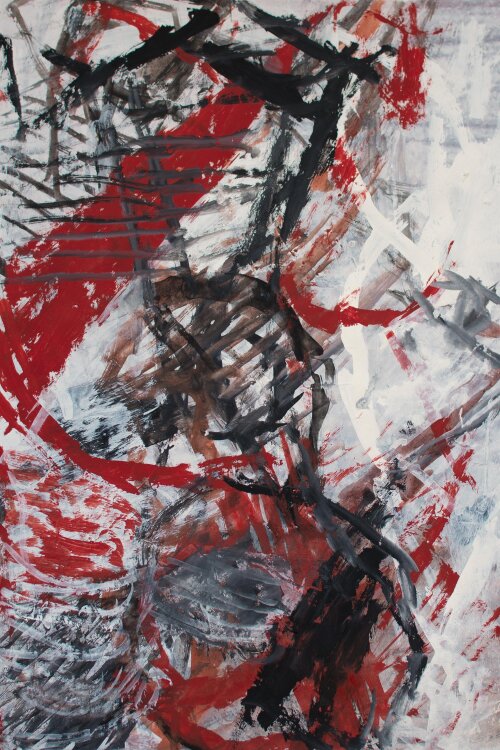 Hans Brosch - ohne Titel (rot/schwarz) - Gouache - 1998
