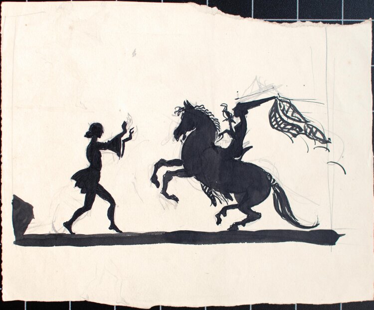 Georg Johann Köhler - Reiterin (Silhouette) - Zeichnung, Illustration - um 1920